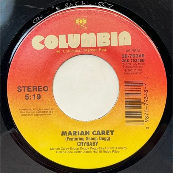 Mariah Carey Can't Take That Away / Crybaby 90s 45 Hip Hop Pop Columbia VG+ - Picture 2 of 6